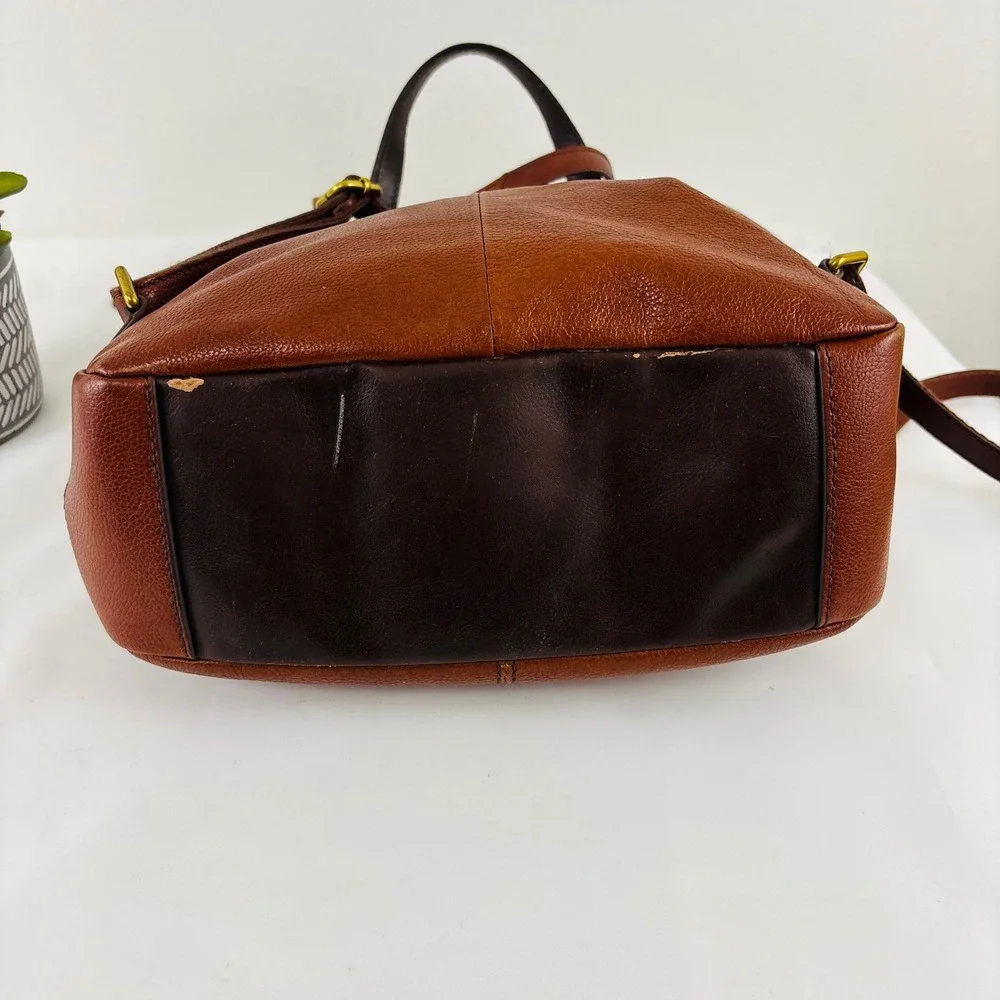 Fossil Claire Brandy Brown Leather Backpack Adjustable Straps - Picture 7 of 14